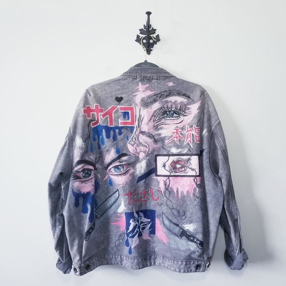 BDG Jackets & Blazers - Hand Painted Jean Jacket Size L Custom Denim Japanese